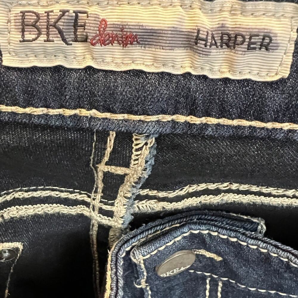 BKE Harper Bootcut Jeans Womens 32R Dark Wash Stretch Denim Contrast Stitch - Picture 7 of 9